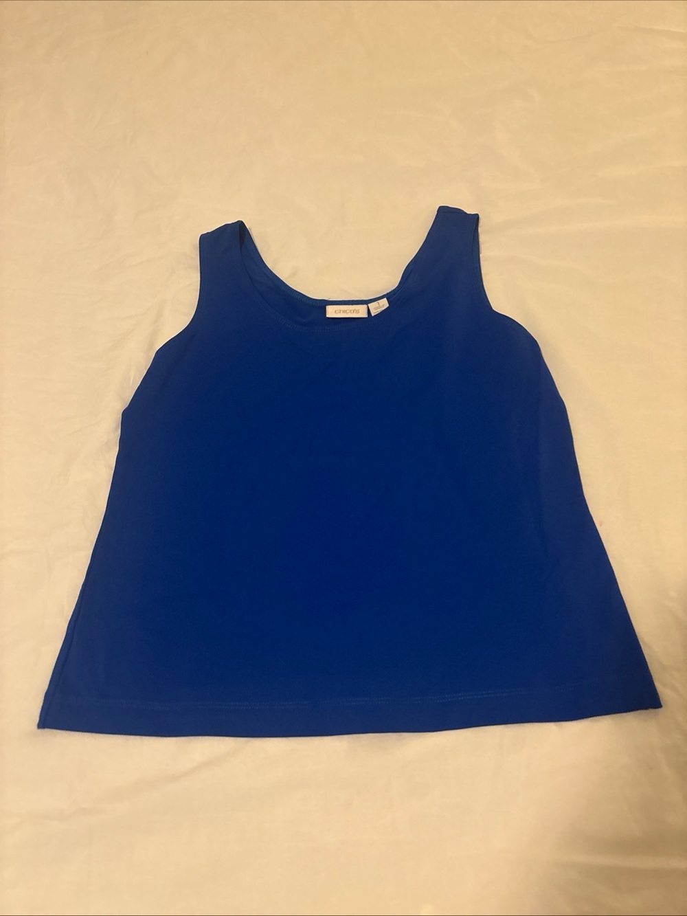 Women’s Chico's Size 1 Tank Top, Nylon Scoop Neck Royal Blue EUC